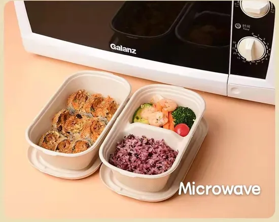 Экологичные компостируемые одноразовые суповые миски, посуда из биоразлагаемой целлюлозно-бумажной массы, 10-дюймовые тарелки с 3 отделениями